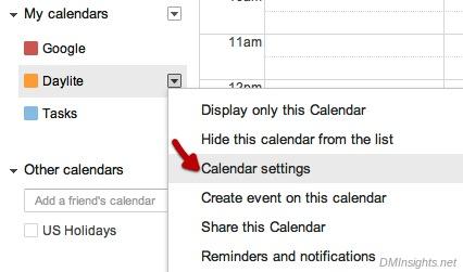 Google Calendar settings